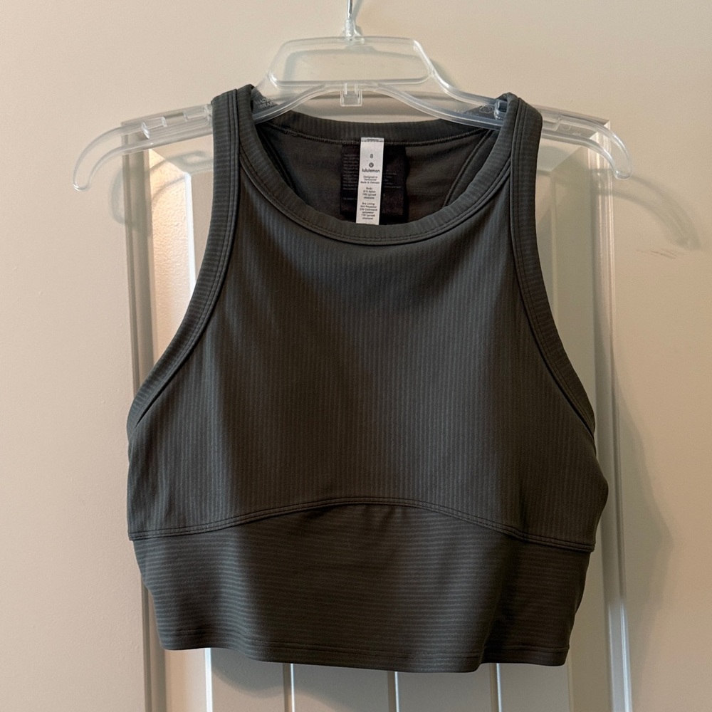 lululemon athletica Dark Green Ribbed Crop Top, size 8